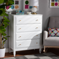 Baxton Studio MG0038-White-4DW-Chest Naomi Classic and Transitional White Finished Wood 4-Drawer Bedroom Chest